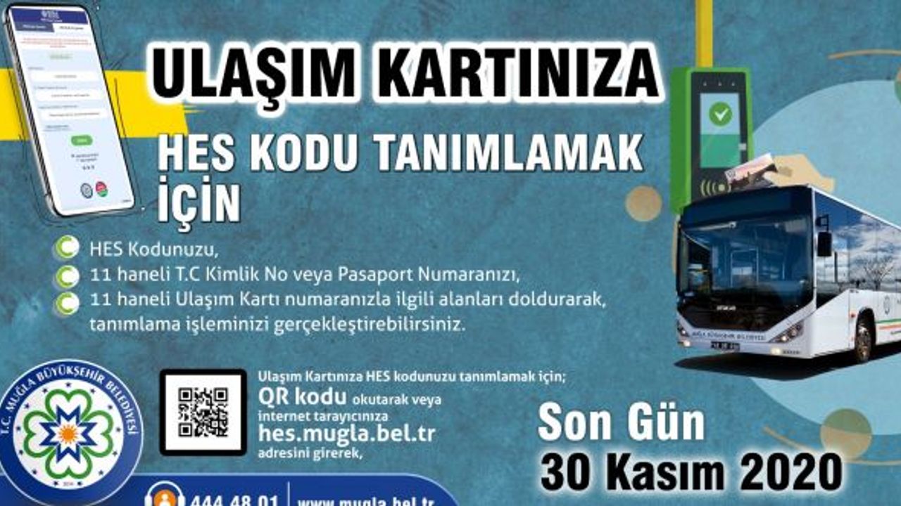 Muğla toplu ulaşımında HES KODU ile ulaşım 1 Aralık’ta başlıyor