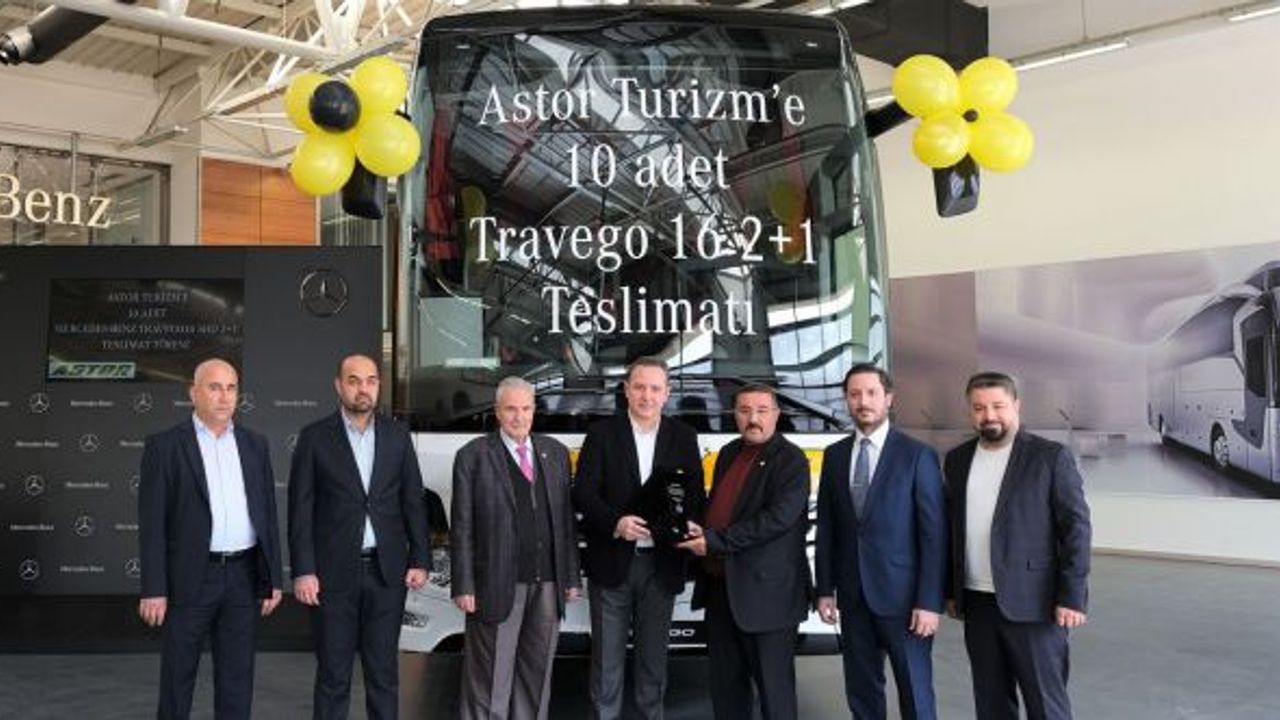 Astor Turizm 10 adet Travego 2+1 koltuklu otobüs siparişinin ilk 5 adedini teslim aldı