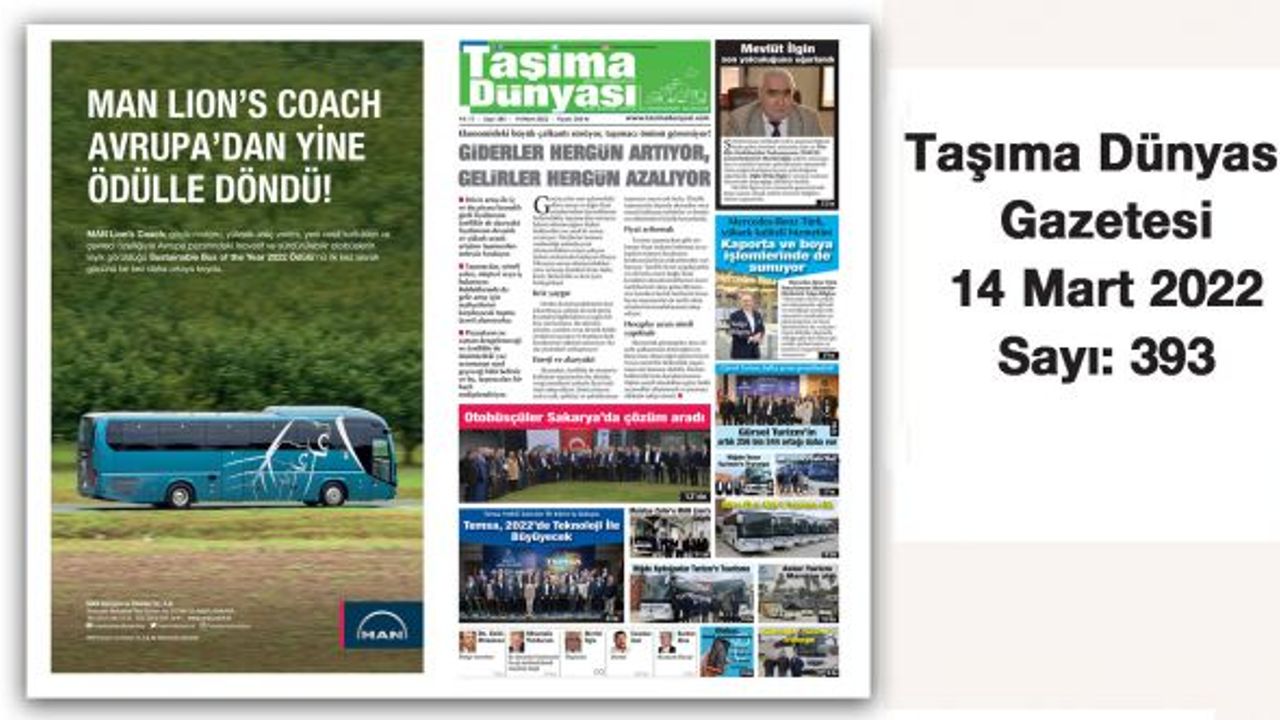 Taşıma Dünyası Gazetesi 14 Mart 2022 Sayısını PDF Formatından Okuyabilirsiniz