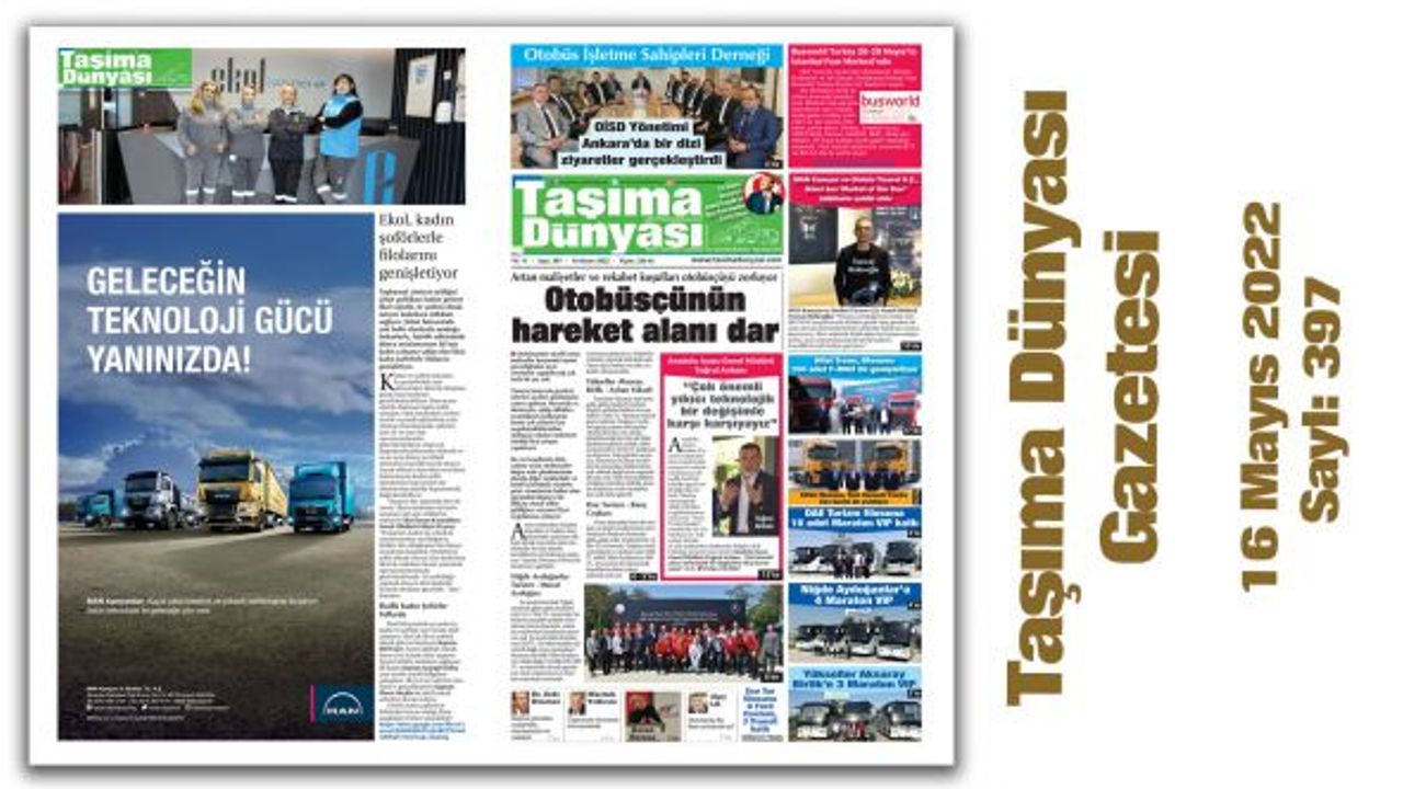 Taşıma Dünyası Gazetesi 16 Mayıs 2022 Sayısını PDF Formatından Okuyabilirsiniz