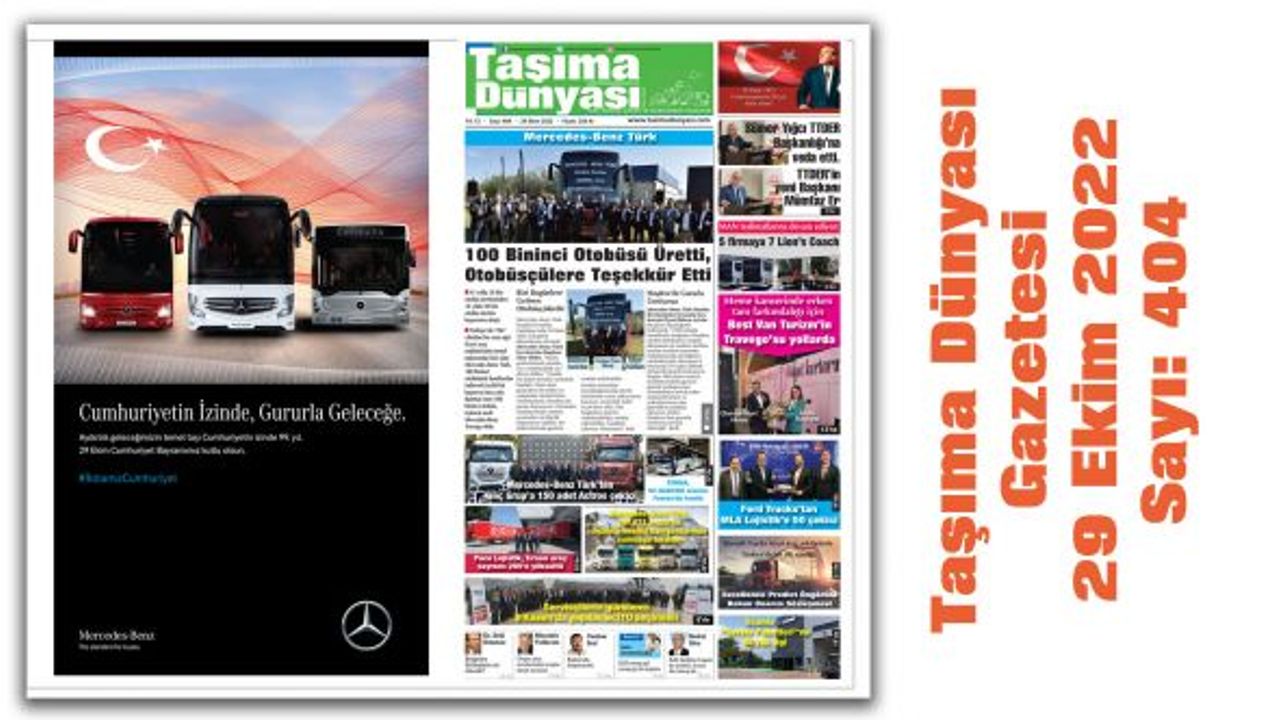 Taşıma Dünyası Gazetesi 29 Ekim 2022 tarih ve 404. Sayısını PDF Formatından Okuyabilirsiniz