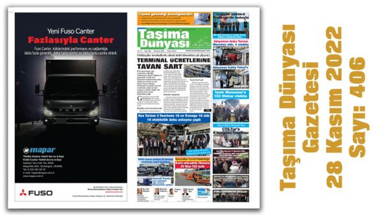 Taşıma Dünyası Gazetesi 28 Kasım 2022 tarih ve 406. Sayısını PDF Formatından Okuyabilirsiniz