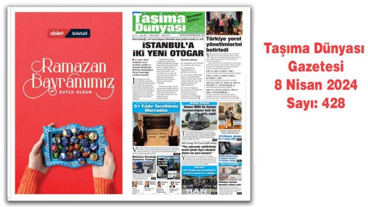 ​​​​​​​Taşıma Dünyası Gazetesi 8 Nisan 2024 tarihli 428. sayısını PDF Formatından Okuyabilirsiniz