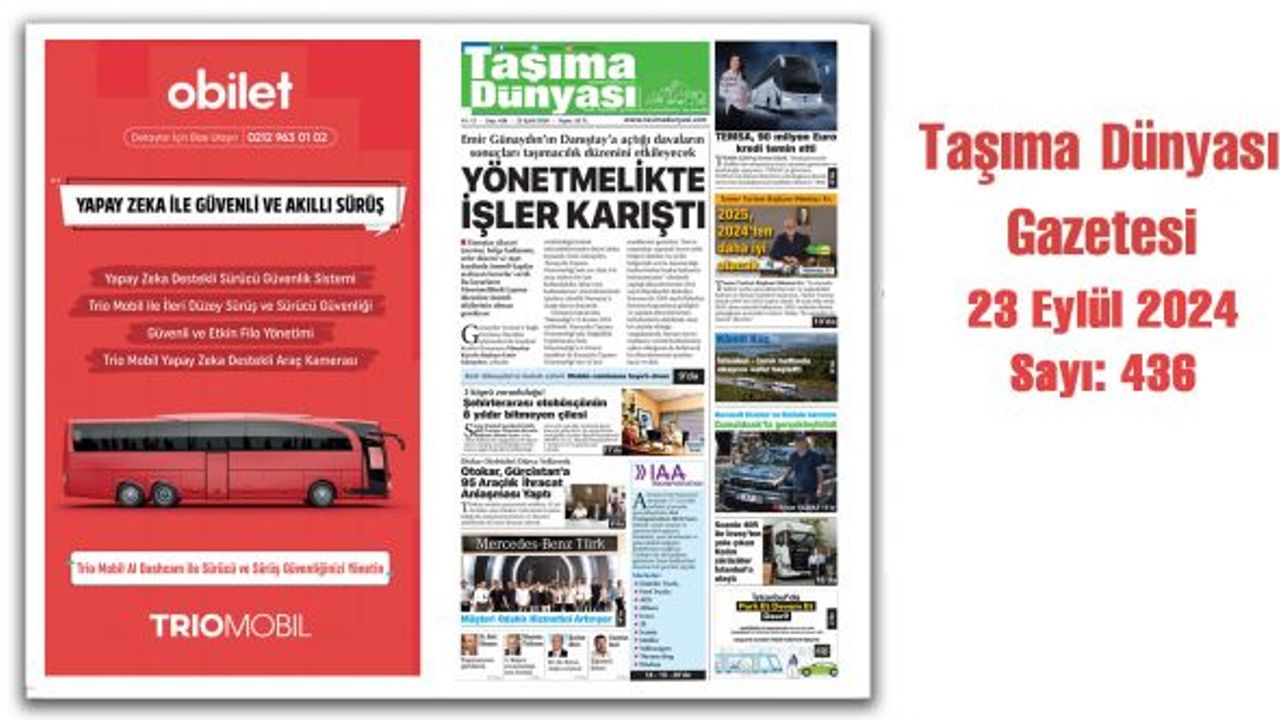 Taşıma Dünyası Gazetesi 23 Eylül 2024 tarihli 436. sayısını PDF Formatından Okuyabilirsiniz