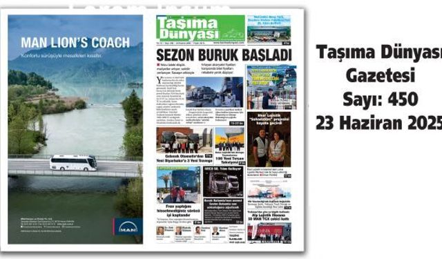 Taşıma Dünyası Gazetesi 23 Haziran 2025 tarihli 450. sayısını PDF Formatından Okuyabilirsiniz
