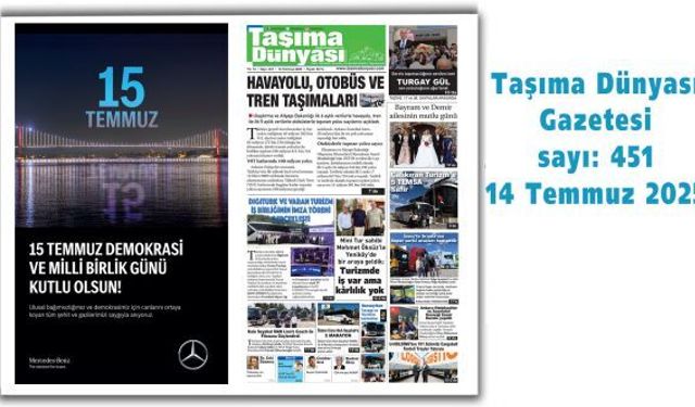 Taşıma Dünyası Gazetesi 14 Temmuz 2025 tarihli 451. sayısını PDF Formatından Okuyabilirsiniz