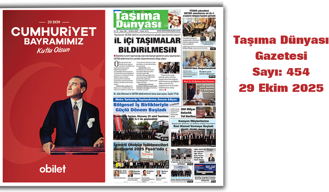 Taşıma Dünyası Gazetesi 29 Ekim 2025 tarihli 454. sayısını PDF Formatından Okuyabilirsiniz