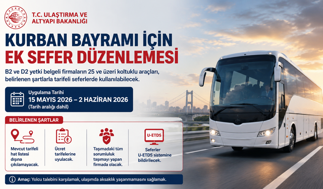 Bakanlıktan Kurban Bayramı İçin Ek Sefer Düzenlemesi
