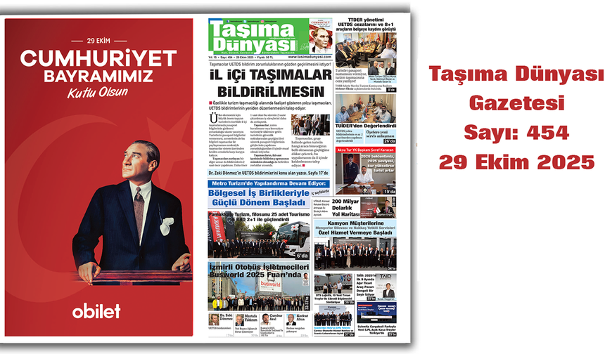 Taşıma Dünyası Gazetesi 29 Ekim 2025 tarihli 454. sayısını PDF Formatından Okuyabilirsiniz