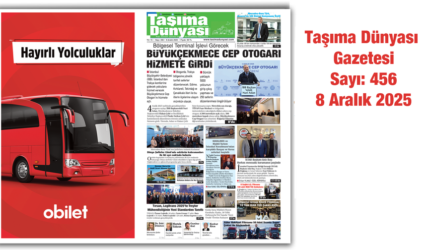 Taşıma Dünyası Gazetesi 8 Aralık 2025 tarihli 456. sayısını PDF Formatından Okuyabilirsiniz