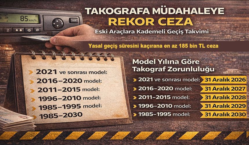 Takografa Müdahaleye Rekor Ceza! Eski Araçlara Kademeli Geçiş Takvimi