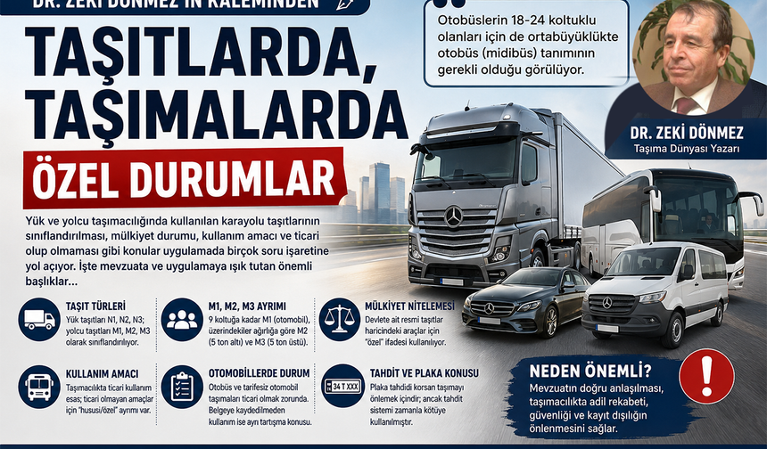 Taşıtlarda, taşımalarda özel durumlar