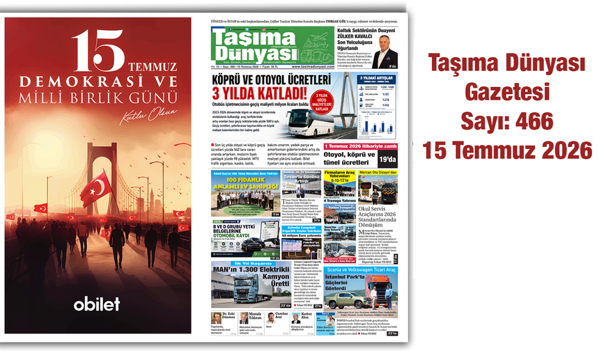 Taşıma Dünyası Gazetesi’nin 466. Sayısını PDF Formatında Okuyabilirsiniz