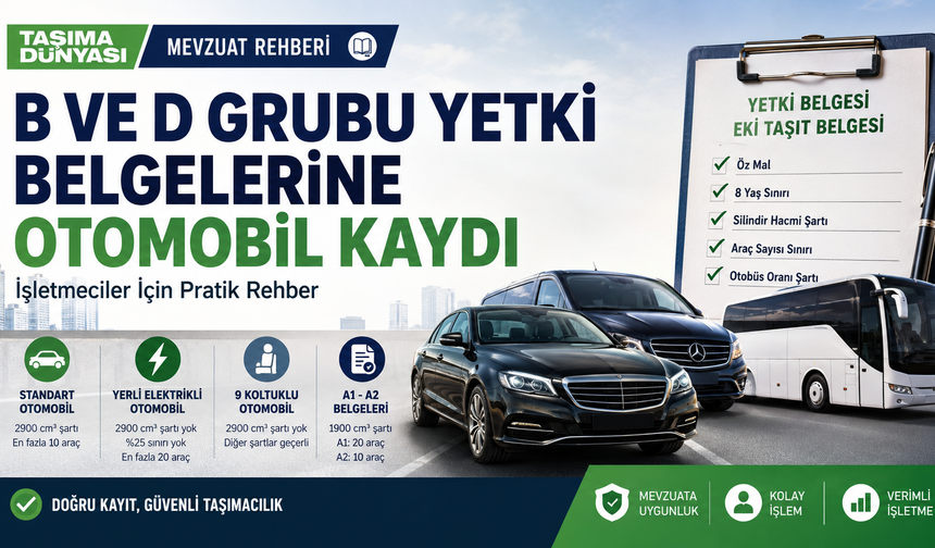 B ve D Grubu Yetki Belgelerine Otomobil Kaydı