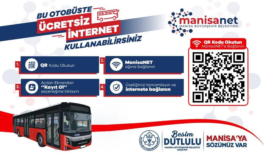 Manisa Büyükşehir Belediyesi Otobüslerinde Ücretsiz İnternet Dönemi
