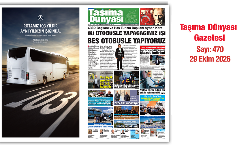 Taşıma Dünyası Gazetesi’nin 29 Ekim 2026 tarihli 470. sayısı PDF formatından okuyabilirsiniz