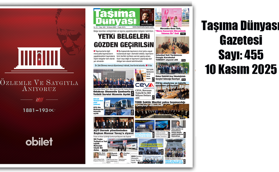 Taşıma Dünyası Gazetesi 10 Kasım 2025 tarihli 455. sayısını PDF Formatından Okuyabilirsiniz