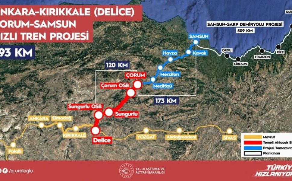 Ankara-Samsun arası 2,5 saate düşecek