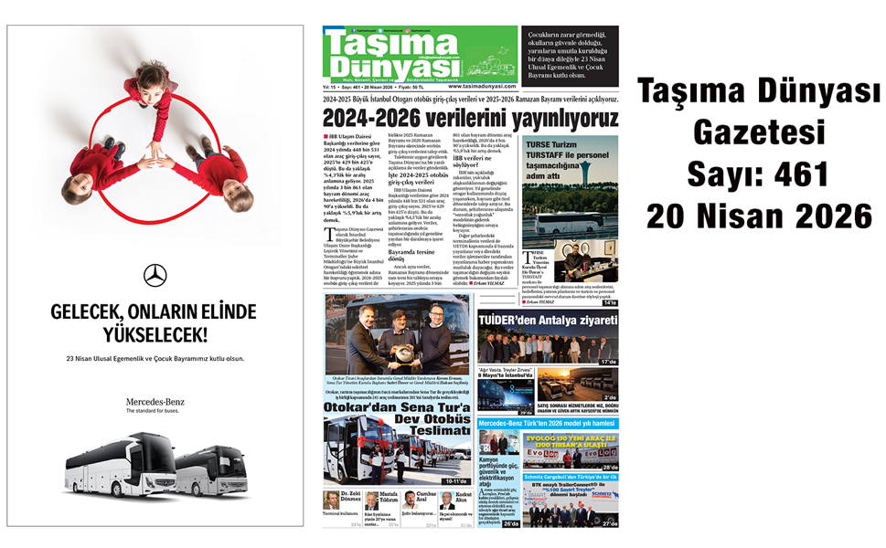 Taşıma Dünyası Gazetesi 20 Nisan 2026 tarihli 461. sayısını PDF Formatından Okuyabilirsiniz