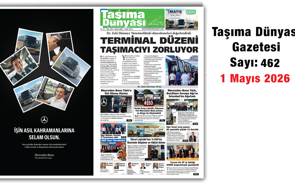 Taşıma Dünyası Gazetesi 1 Mayıs 2026 tarihli 462. sayısını PDF Formatından Okuyabilirsiniz