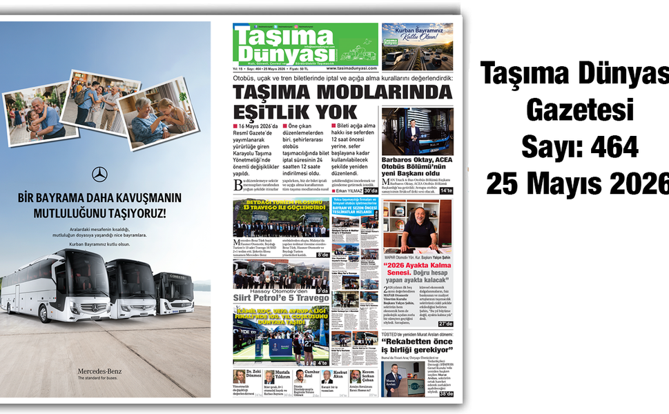 Taşıma Dünyası Gazetesi 25 Mayıs 2026 tarihli 464. sayısını PDF Formatından Okuyabilirsiniz