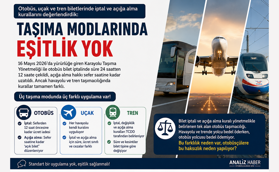 TAŞIMA MODLARINDA EŞİTLİK YOK!