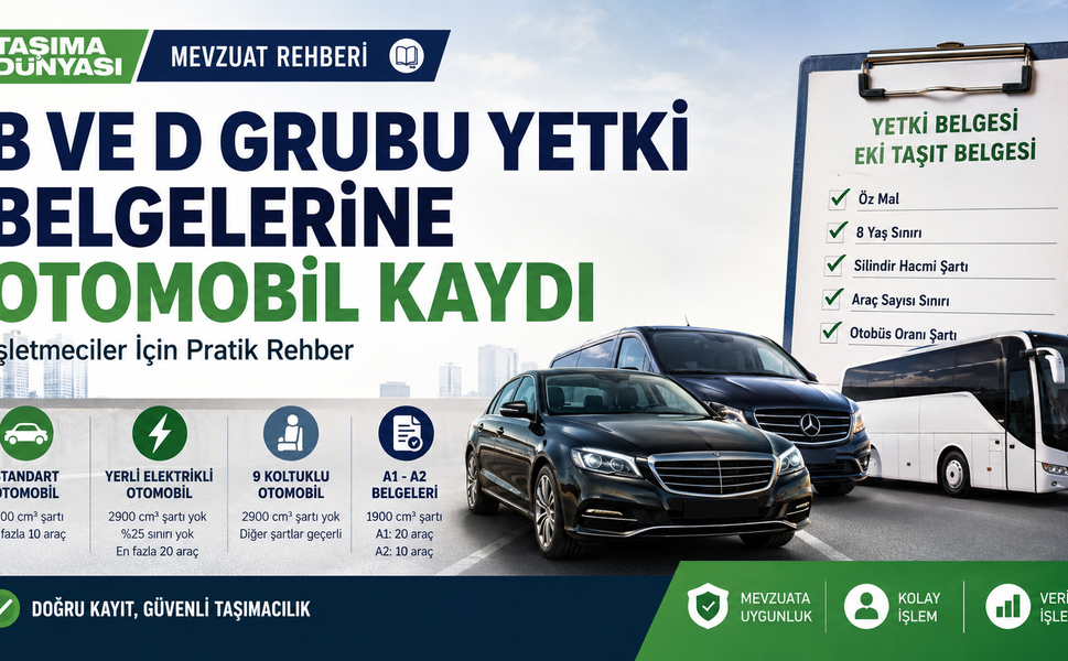 B ve D Grubu Yetki Belgelerine Otomobil Kaydı