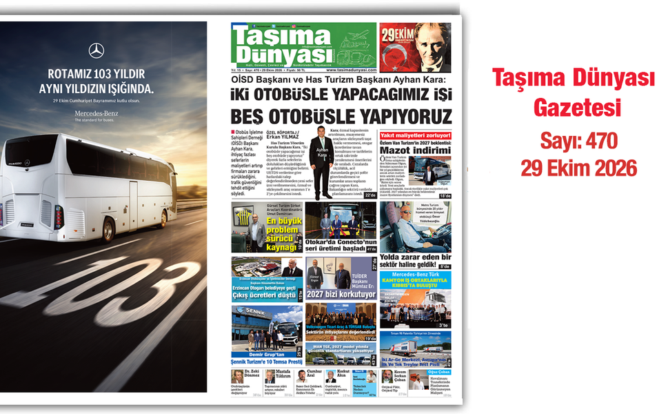 Taşıma Dünyası Gazetesi’nin 29 Ekim 2026 tarihli 470. sayısı PDF formatından okuyabilirsiniz
