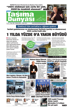 Taşıma Dünyası Gazetesi 16 Şubat 2026 tarihli 459. sayısını PDF Formatından Okuyabilirsiniz