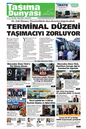 Taşıma Dünyası Gazetesi 1 Mayıs 2026 tarihli 461. sayısını PDF Formatından Okuyabilirsiniz
