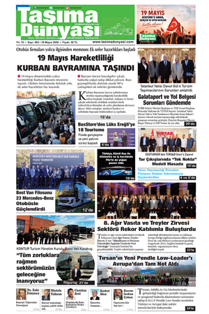 Taşıma Dünyası Gazetesi 19 Mayıs 2026 tarihli 463. sayısını PDF Formatından Okuyabilirsiniz