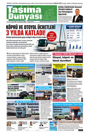 Taşıma Dünyası Gazetesi’nin 15 Temmuz 2026 tarihli 466. sayısını PDF formatından okuyabilirsiniz